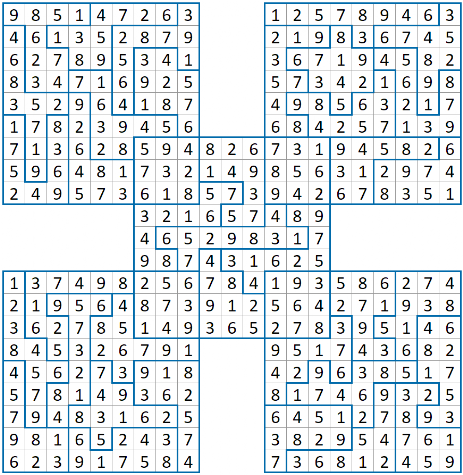 Sudoku Samurai Irregolare